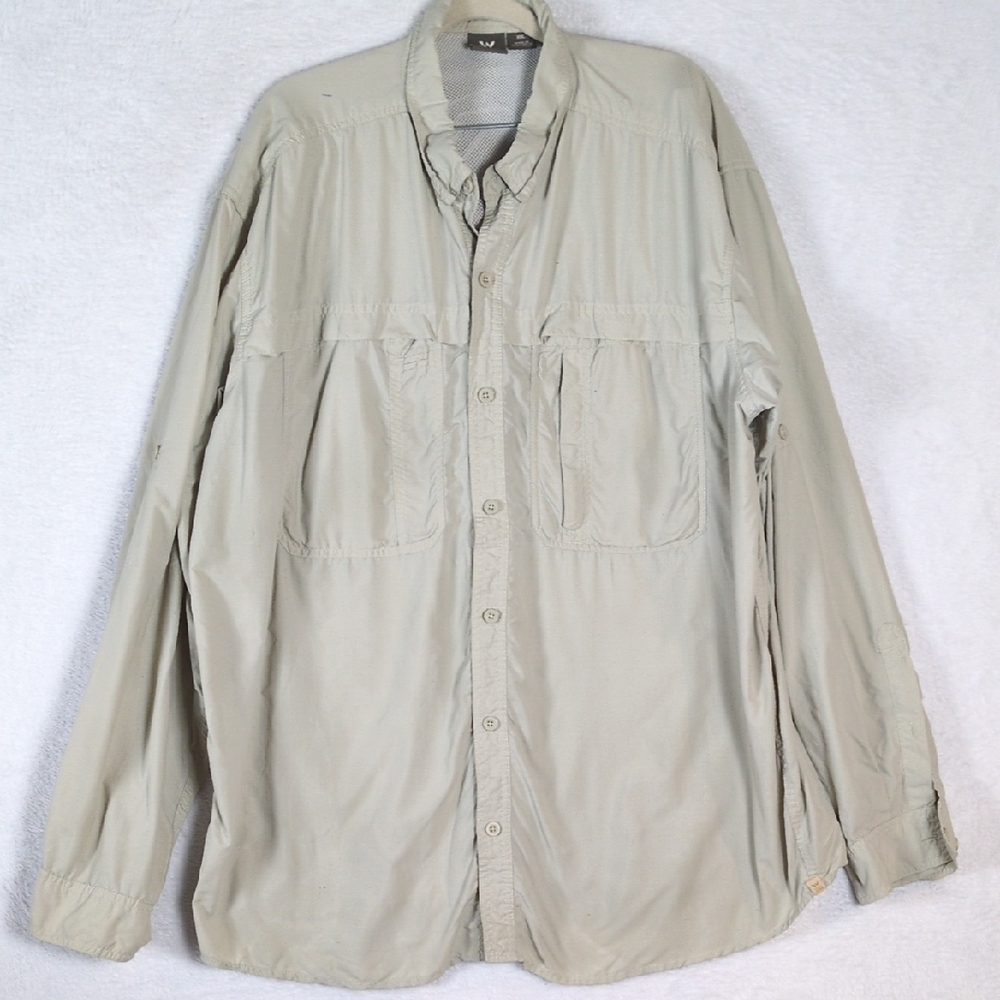 White Sierra‎ Men's Tan Outdoor Vented Lightweight Button Down Shirt Size XXL